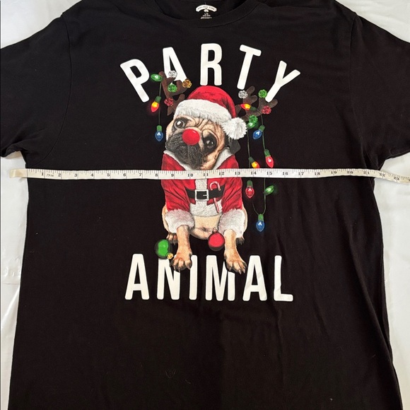 Holiday Time Christmas “Party Animal” Pug Graphic Tee Red Sz L - Picture 5 of 6